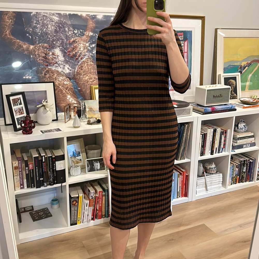 Zara striped knit midi dress